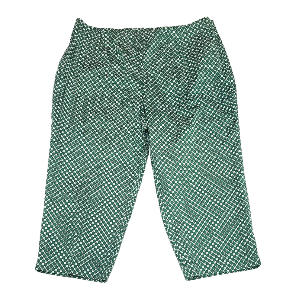 Talbots green patterned capri pants classic side zip women's plus 20W petite